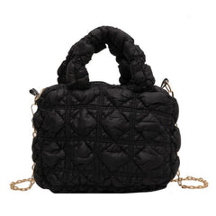 Ruched Crossbody Bag Solid Quilted Satchel Purse