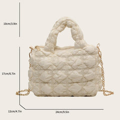 Ruched Crossbody Bag Solid Quilted Satchel Purse