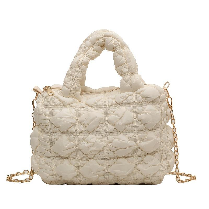 Ruched Crossbody Bag Solid Quilted Satchel Purse