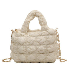 Ruched Crossbody Bag Solid Quilted Satchel Purse