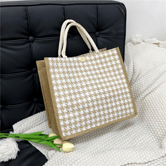 Burlap Handbag Large Capacity Shopping Bag For Women
