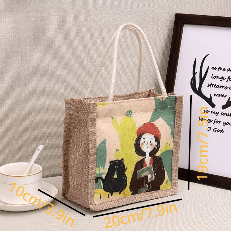 Burlap Handbag Large Capacity Shopping Bag For Women
