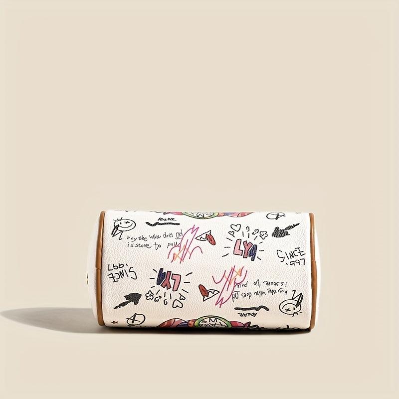 Bear Graffiti Print Crossbody Bag Vintage Purse Women