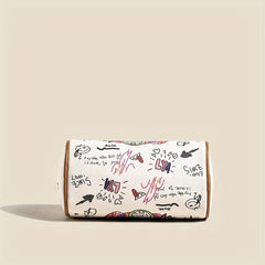 Bear Graffiti Print Crossbody Bag Vintage Purse Women