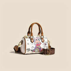Bear Graffiti Print Crossbody Bag Vintage Purse Women