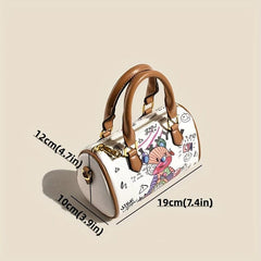 Bear Graffiti Print Crossbody Bag Vintage Purse Women
