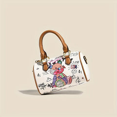 Bear Graffiti Print Crossbody Bag Vintage Purse Women