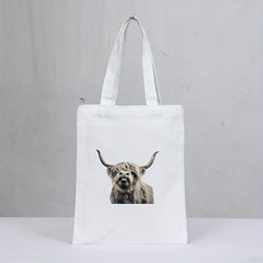 Highland Cow Canvas Tote Bag Reusable Grocery Shopping Bag