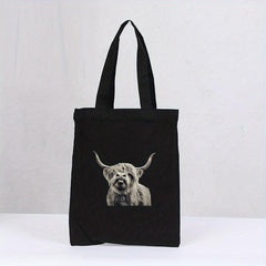 Highland Cow Canvas Tote Bag Reusable Grocery Shopping Bag
