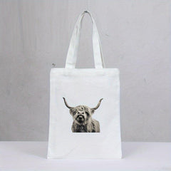 Highland Cow Canvas Tote Bag Reusable Grocery Shopping Bag