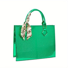 Crocodile Embossed Square Bag Large Capacity Tote Bag