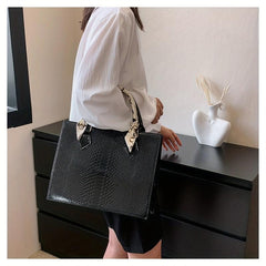 Crocodile Embossed Square Bag Large Capacity Tote Bag