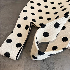 Polka Dot Knitted Wrist Bag Vintage Retro Woven Handbag