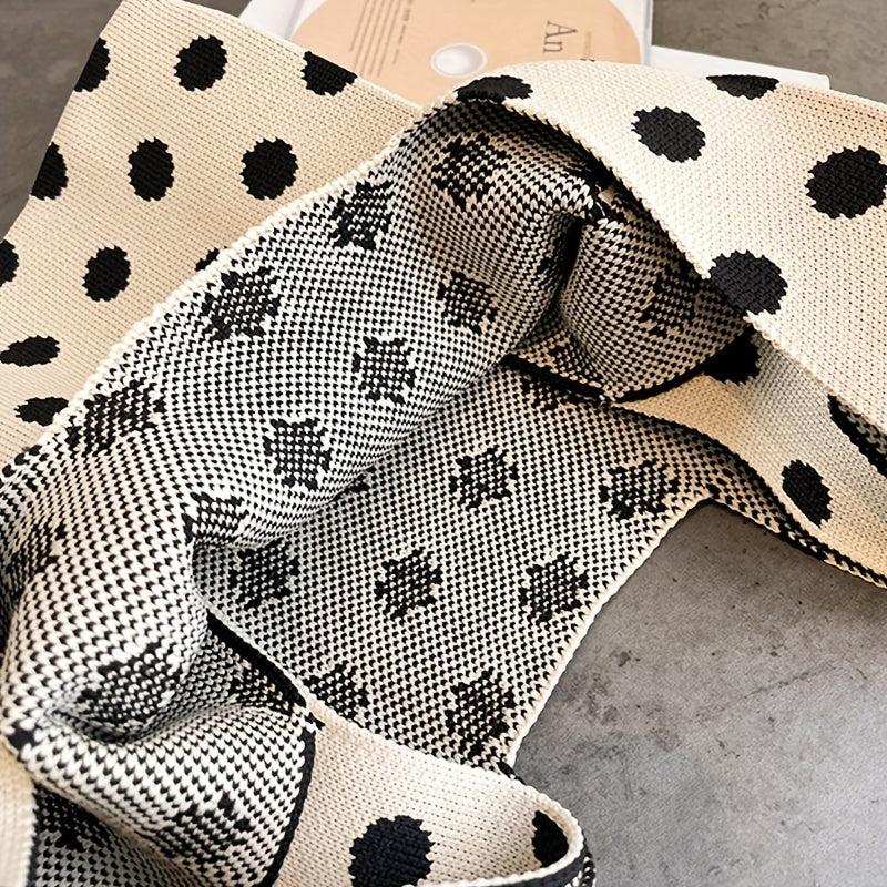 Polka Dot Knitted Wrist Bag Vintage Retro Woven Handbag