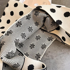 Polka Dot Knitted Wrist Bag Vintage Retro Woven Handbag