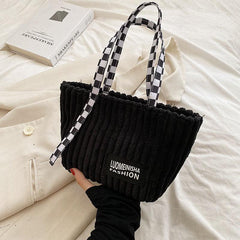 Letter Patch Small Handbag Women's Lightweight Double Handle Bag