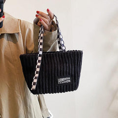 Letter Patch Small Handbag Women's Lightweight Double Handle Bag