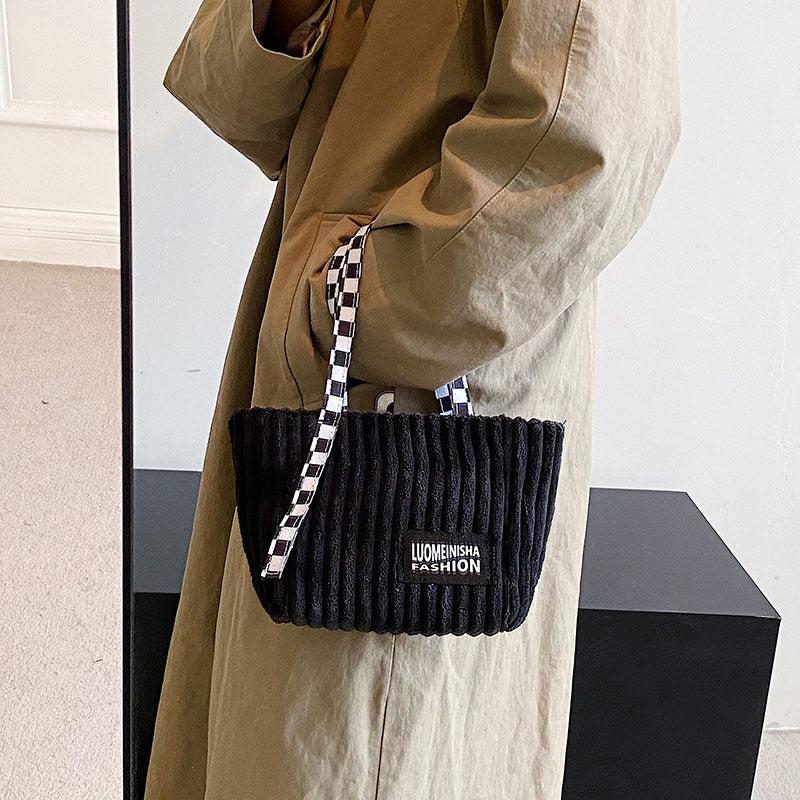Letter Patch Small Handbag Women's Lightweight Double Handle Bag