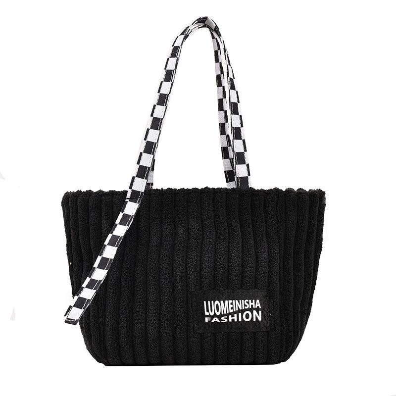Letter Patch Small Handbag Women's Lightweight Double Handle Bag