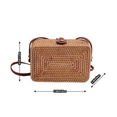 Rattan Woven Square Bag Crossbody Summer Beach Purse for Women