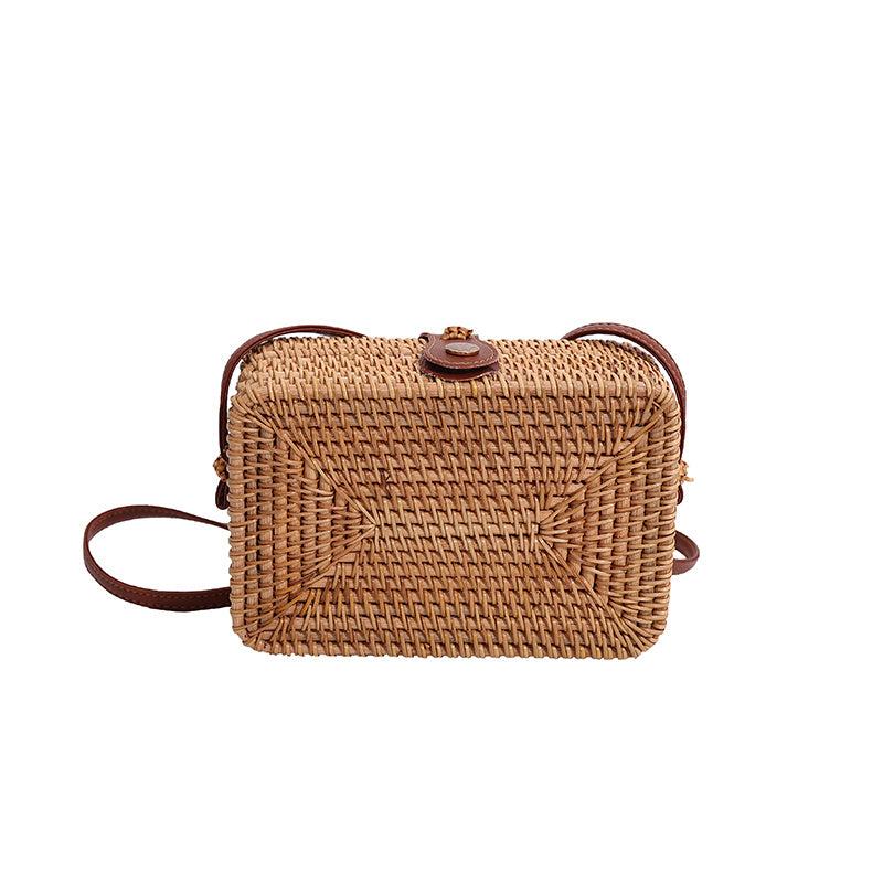Rattan Woven Square Bag Crossbody Summer Beach Purse for Women
