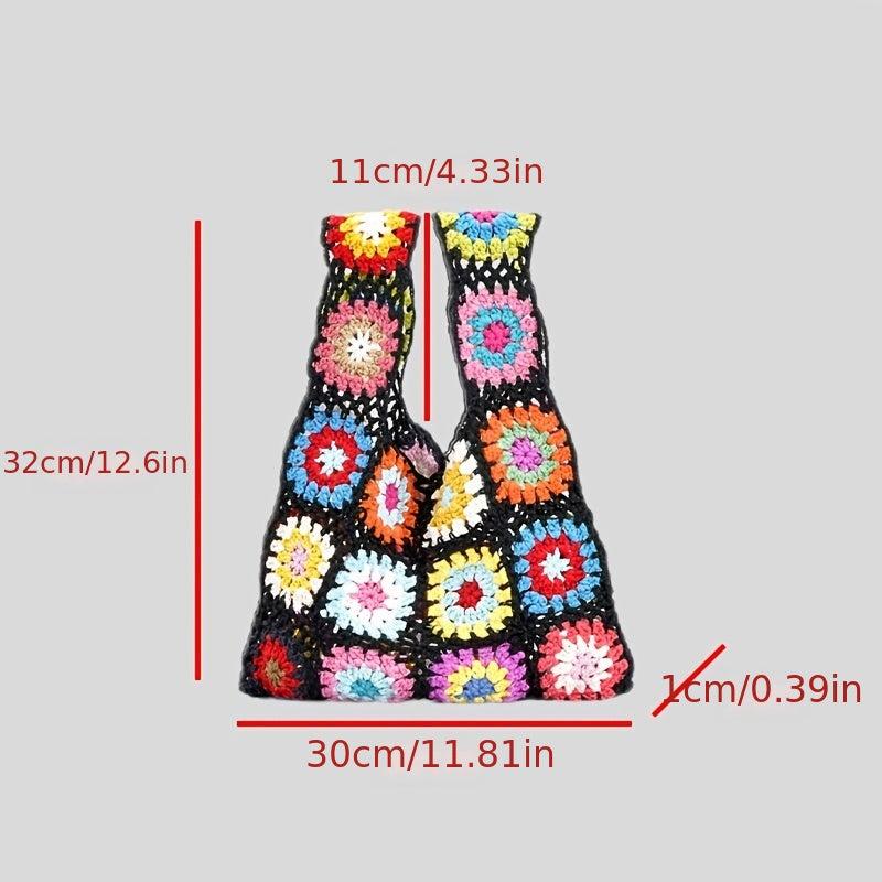 Floral Crochet Bag Knitted Handbag Wristlet Purse