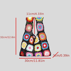 Floral Crochet Bag Knitted Handbag Wristlet Purse
