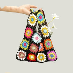 Floral Crochet Bag Knitted Handbag Wristlet Purse