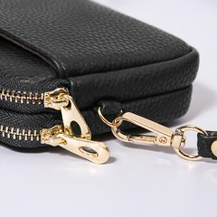 Double Zipper Handbag Women Solid Clutch Bag Small PU Leather Wristlet