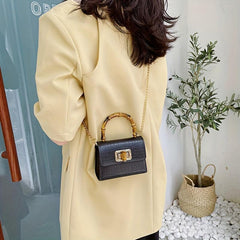 Crocodile Embossed Satchel Bag with Turn Lock Handbag