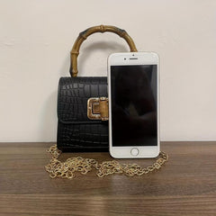 Crocodile Embossed Satchel Bag with Turn Lock Handbag