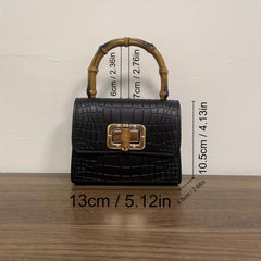 Crocodile Embossed Satchel Bag with Turn Lock Handbag