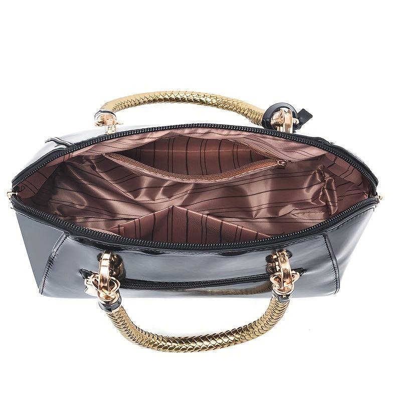 Solid Tote Satchel Bag Work Shoulder Bag