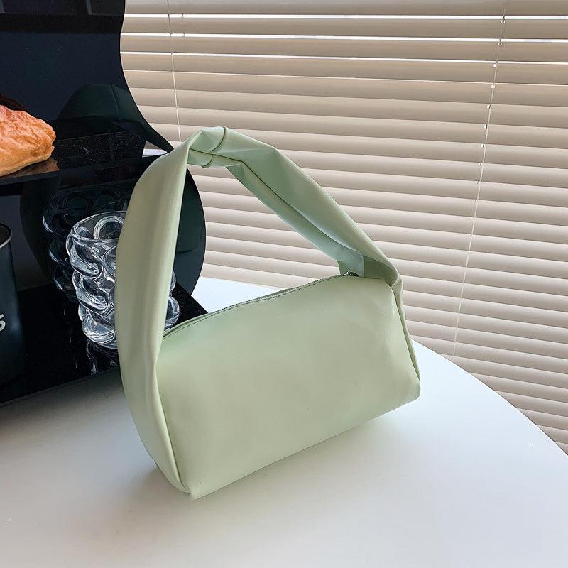 Minimalist Square Handbag Solid Zipper Purse Women's PU Leather Cosmetic Bag