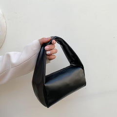 Minimalist Square Handbag Solid Zipper Purse Women's PU Leather Cosmetic Bag