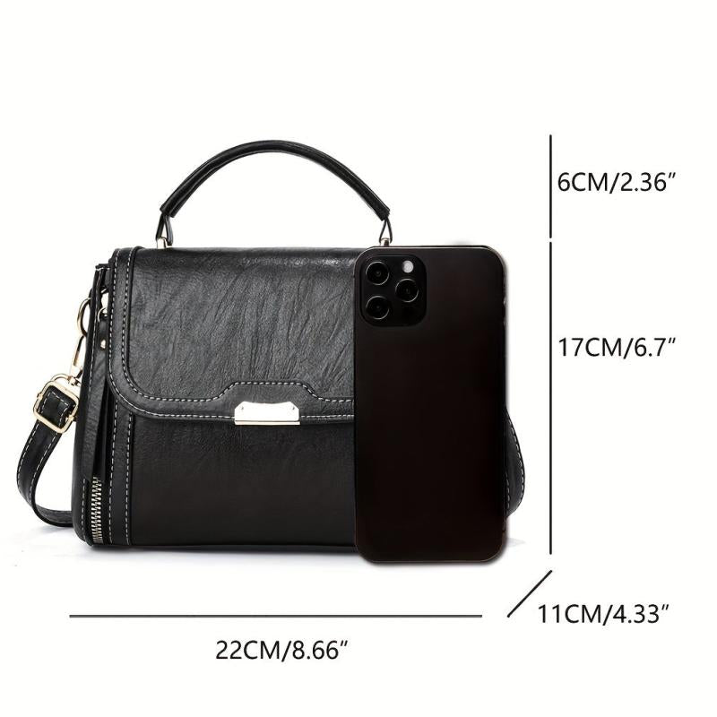 Women's PU Leather Crossbody Bag Top Handle Satchel Purse