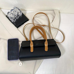 Top Handle Satchel Crossbody Bag Textured PU Leather Shoulder Bag