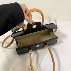 Top Handle Satchel Crossbody Bag Textured PU Leather Shoulder Bag