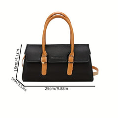 Top Handle Satchel Crossbody Bag Textured PU Leather Shoulder Bag