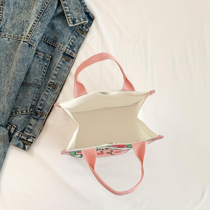 Cartoon Lamb Print Handbag Canvas Tote Bag for Shopping