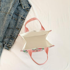 Cartoon Lamb Print Handbag Canvas Tote Bag for Shopping