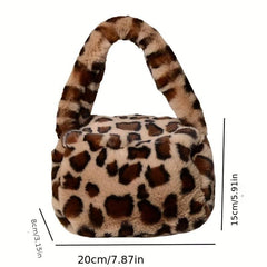 Leopard Pattern Plush Satchel Bag