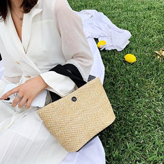 Straw Tote Satchel Bag Lightweight Travel Beach Storage Bag Women's Handbag