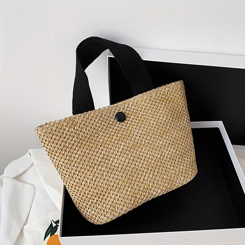 Straw Tote Satchel Bag Lightweight Travel Beach Storage Bag Women's Handbag