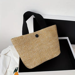 Straw Tote Satchel Bag Lightweight Travel Beach Storage Bag Women's Handbag