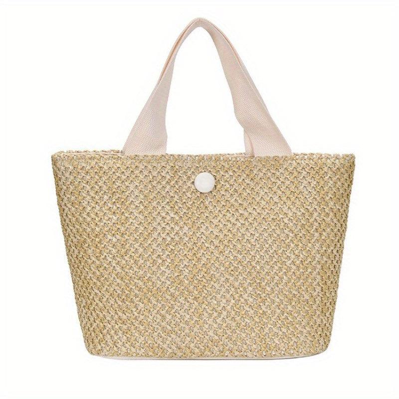 Straw Tote Satchel Bag Lightweight Travel Beach Storage Bag Women's Handbag
