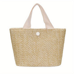 Straw Tote Satchel Bag Lightweight Travel Beach Storage Bag Women's Handbag