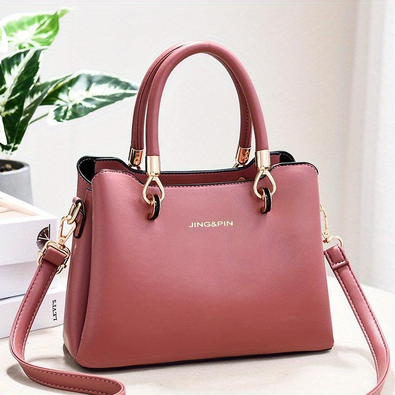 Small Top Handle Satchel Crossbody Bag PU Leather Textured Bag Purse