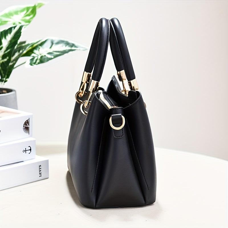 Small Top Handle Satchel Crossbody Bag PU Leather Textured Bag Purse