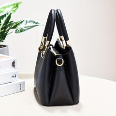Small Top Handle Satchel Crossbody Bag PU Leather Textured Bag Purse